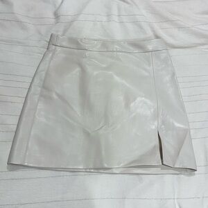 Aritzia Wilfred Cream Leather Mini Skirt